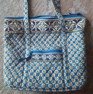 Vera Bradley Blue and Yellow Patterned Tote Bag